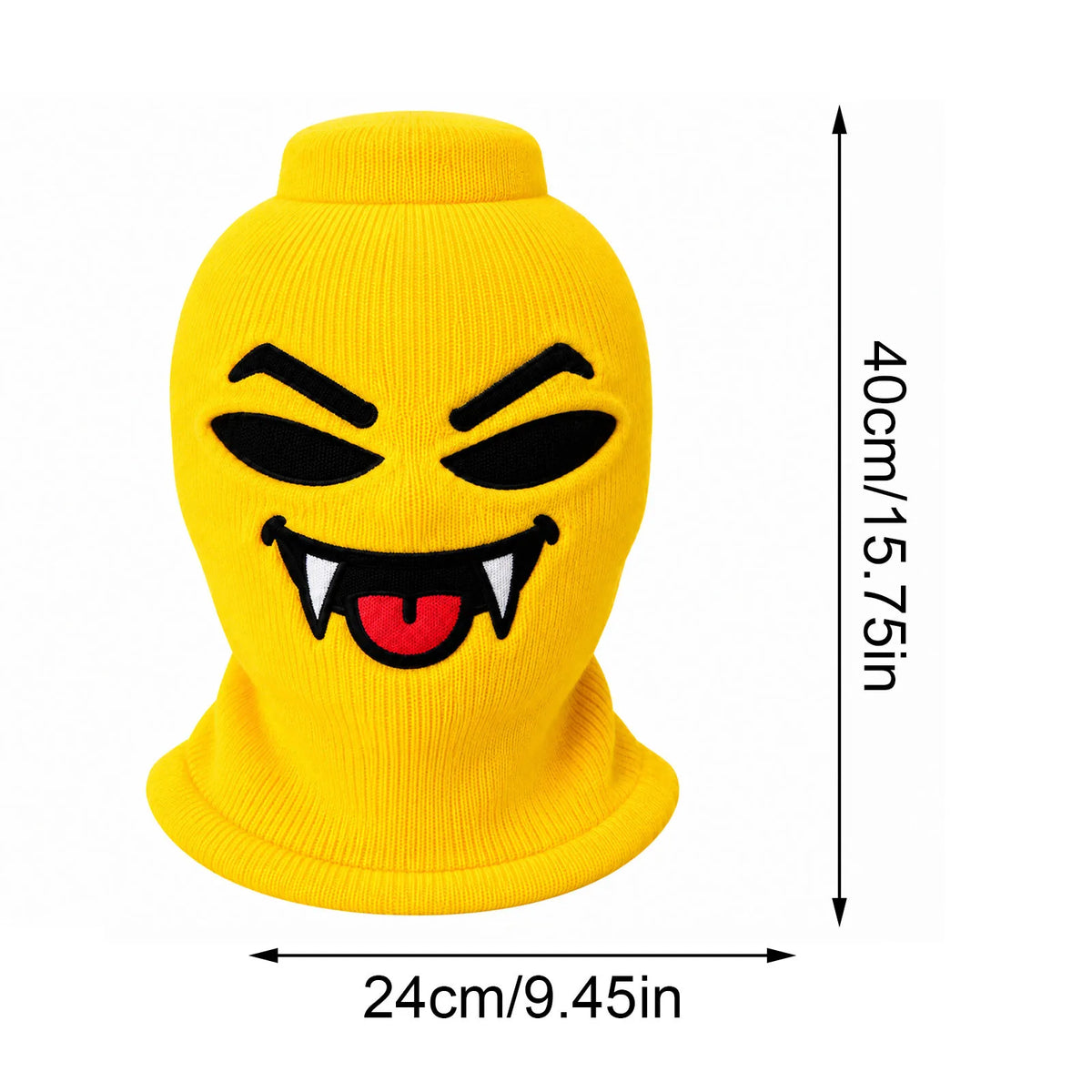 Maskot balaclava size guide with measurements